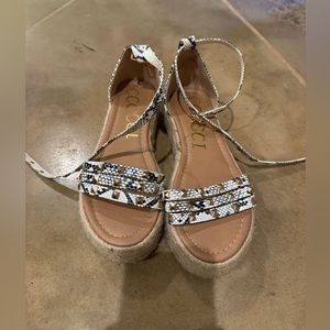Snake Print Platform Sandals